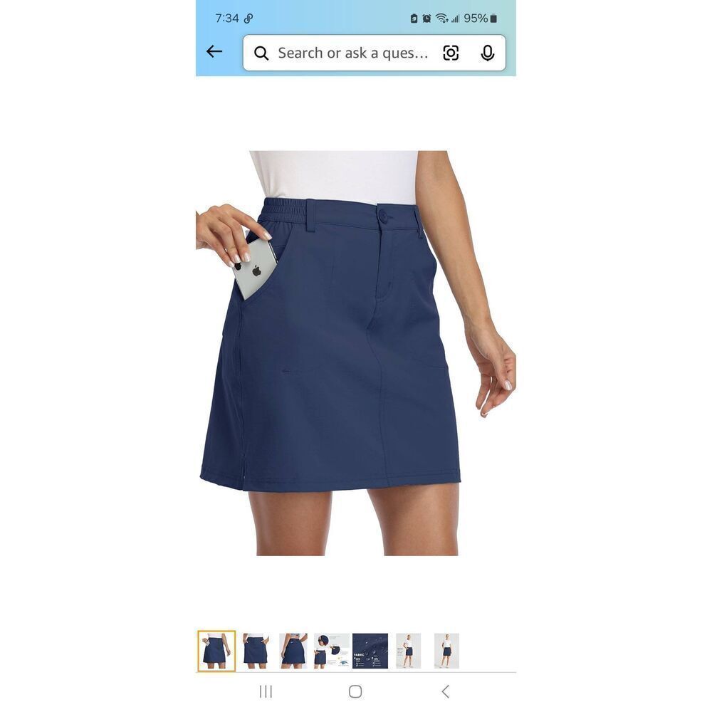 Stretch Performance Navy Golf Skort with Side Pocket